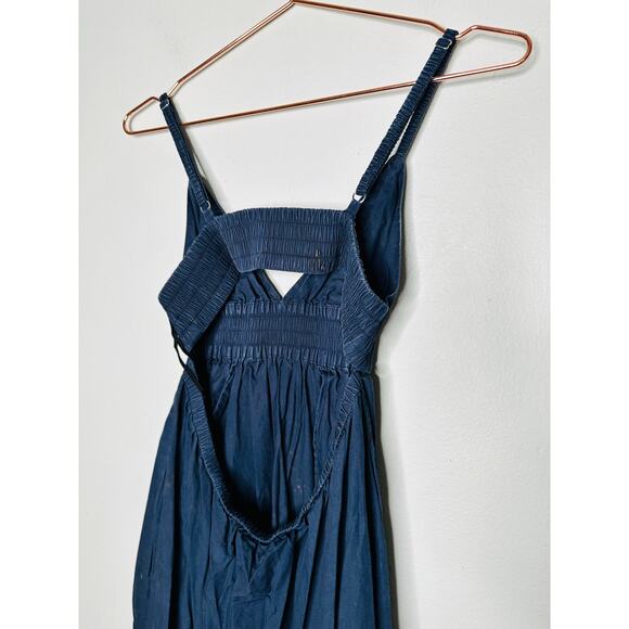 A.L.C. Dark Blue 100% Cotton Sleeveless V-Neck Back Cutout Rhodes Dress Size 4 - Picture 7 of 13